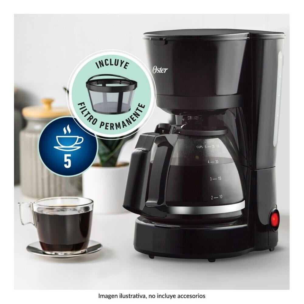 Cafetera Oster 5 Tazas Con Filtro Permanente Negro