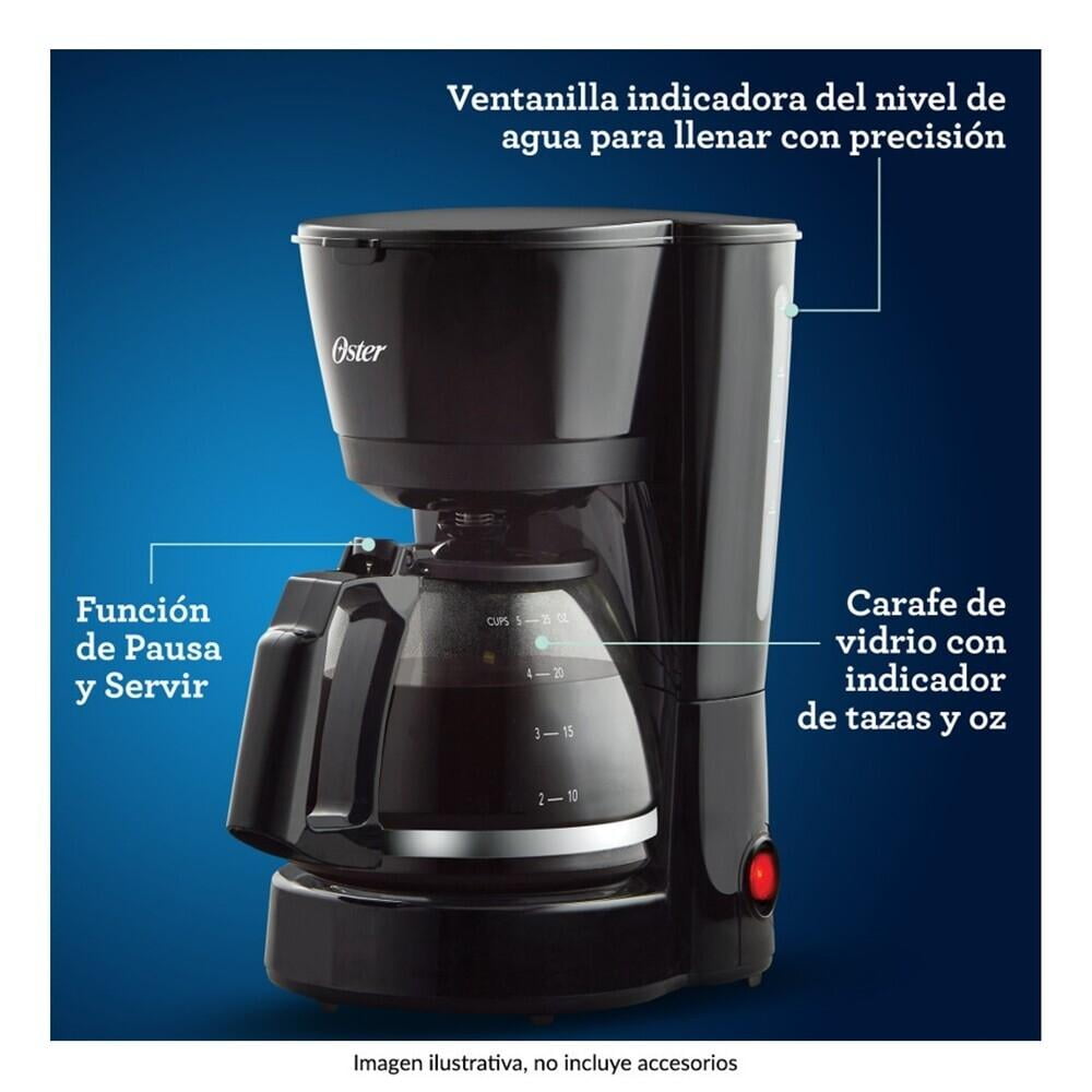 Cafetera Oster 5 Tazas Con Filtro Permanente Negro