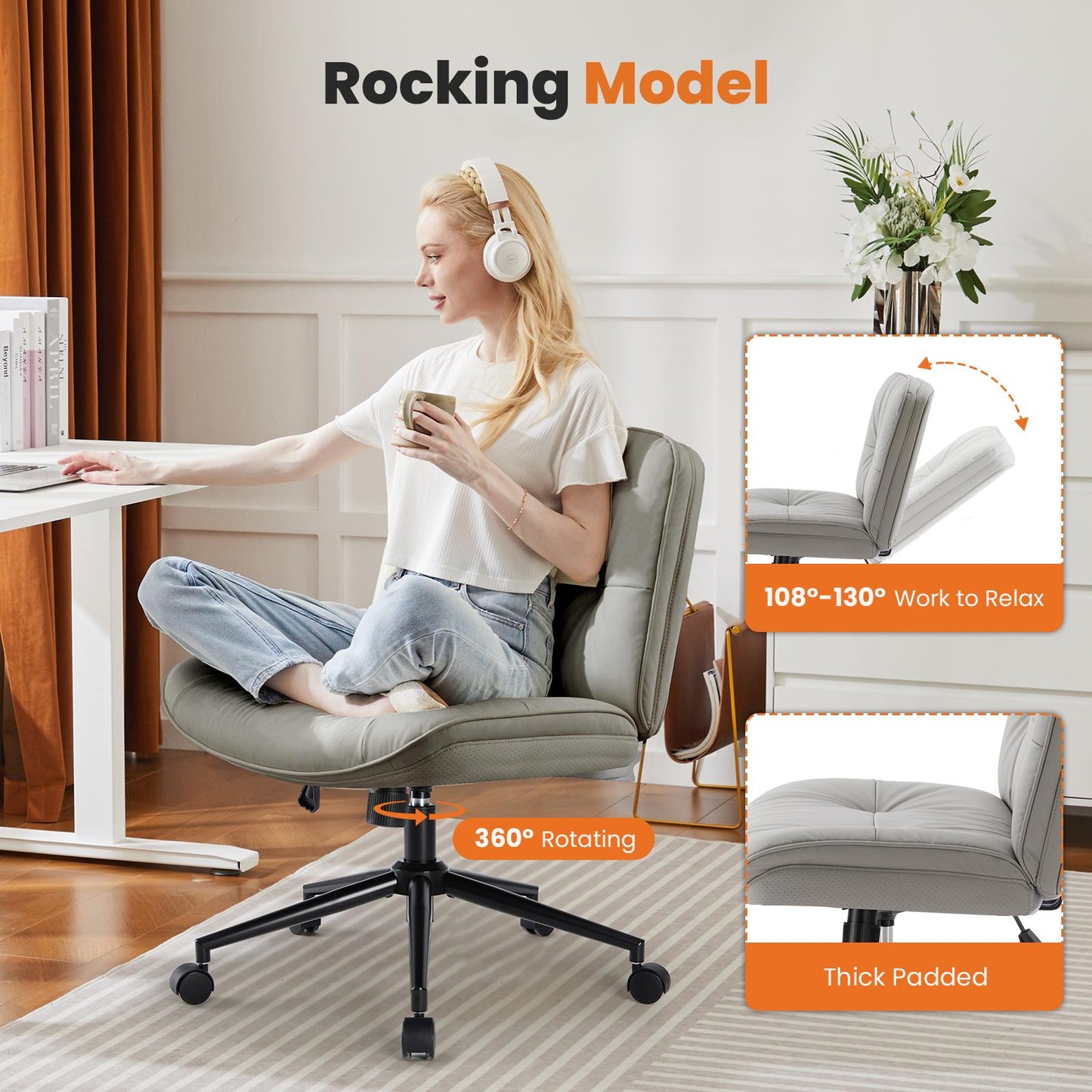 Silla Con Patas Cruzadas Ajustable Moderna