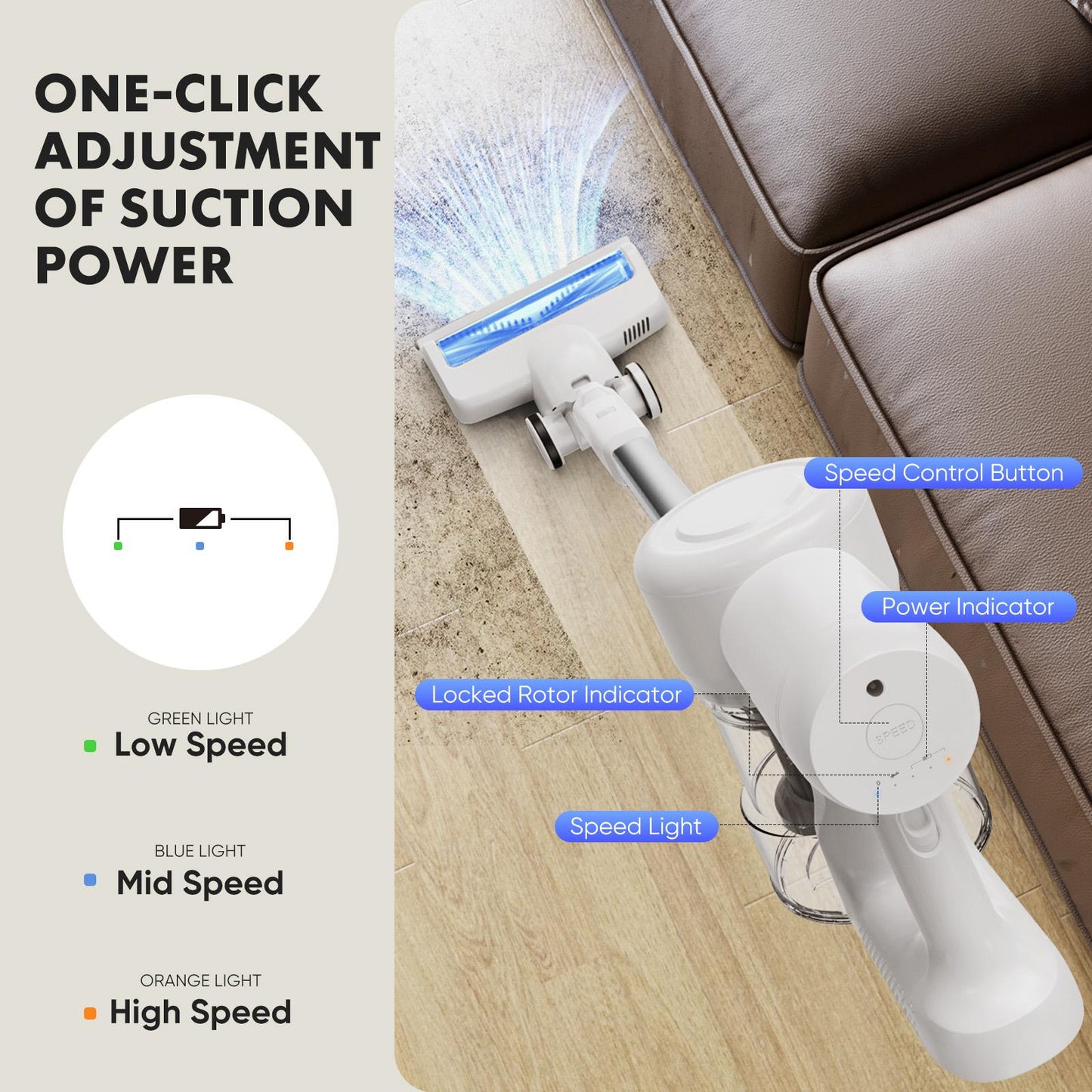 Aspiradora Inalámbrica Eléctrica Recargable de Mano Con LED Potente Succión