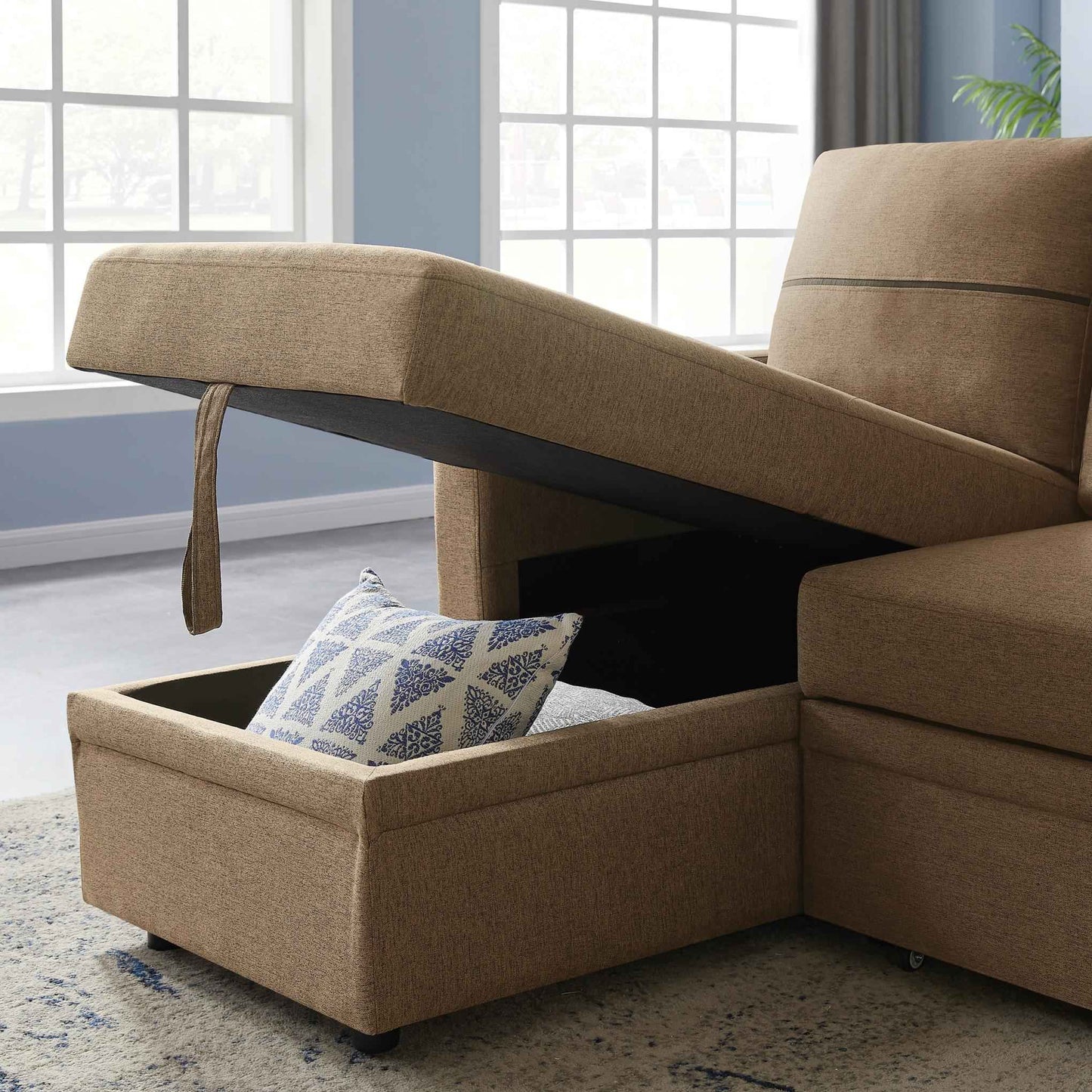 Sofá Cama de Esquina Con Almacenamiento Extraíble Y Chaise Longue - Alex Bazar Mx