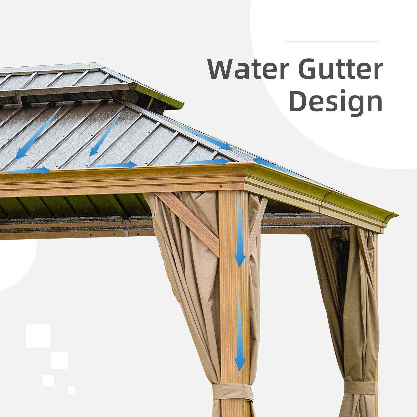 Outdoor Aluminum Canopy with Mosquito Net and Curtains