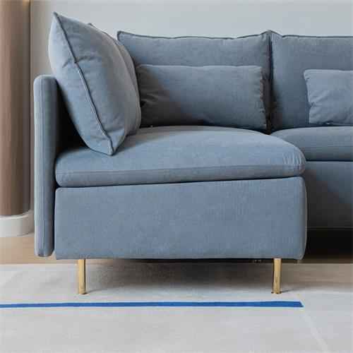 Sofá Modular De Esquina En Forma de L Sofá Seccional Orientado Hacia La Izquierda Lino de Algodón Gris De 90,9'' - Alex Bazar Mx