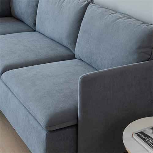 Sofá Modular De Esquina En Forma de L Sofá Seccional Orientado Hacia La Izquierda Lino de Algodón Gris De 90,9'' - Alex Bazar Mx