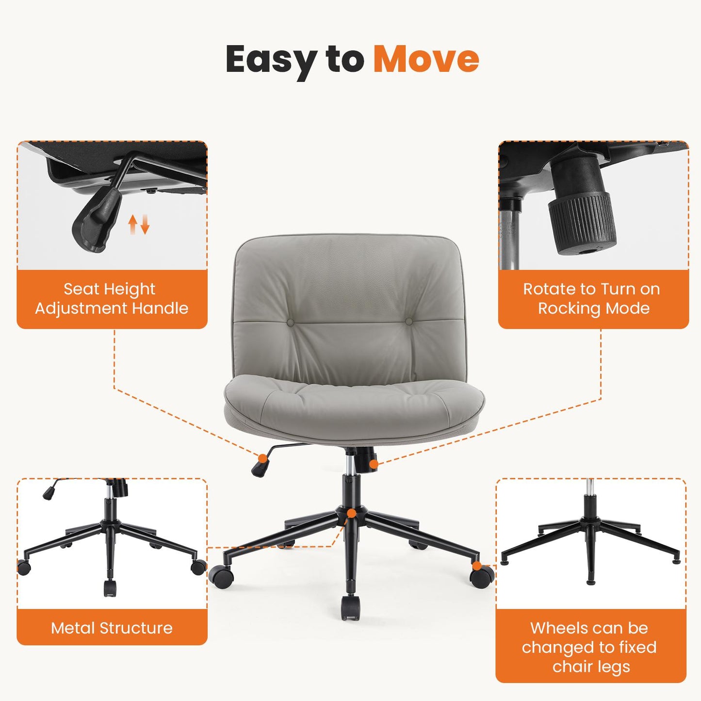 Silla Con Patas Cruzadas Ajustable Moderna