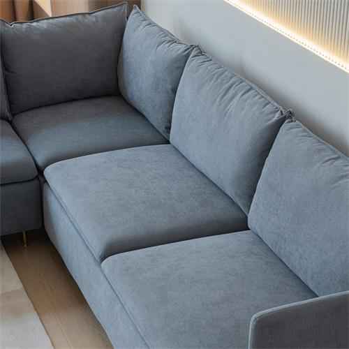 Sofá Modular De Esquina En Forma de L Sofá Seccional Orientado Hacia La Izquierda Lino de Algodón Gris De 90,9'' - Alex Bazar Mx