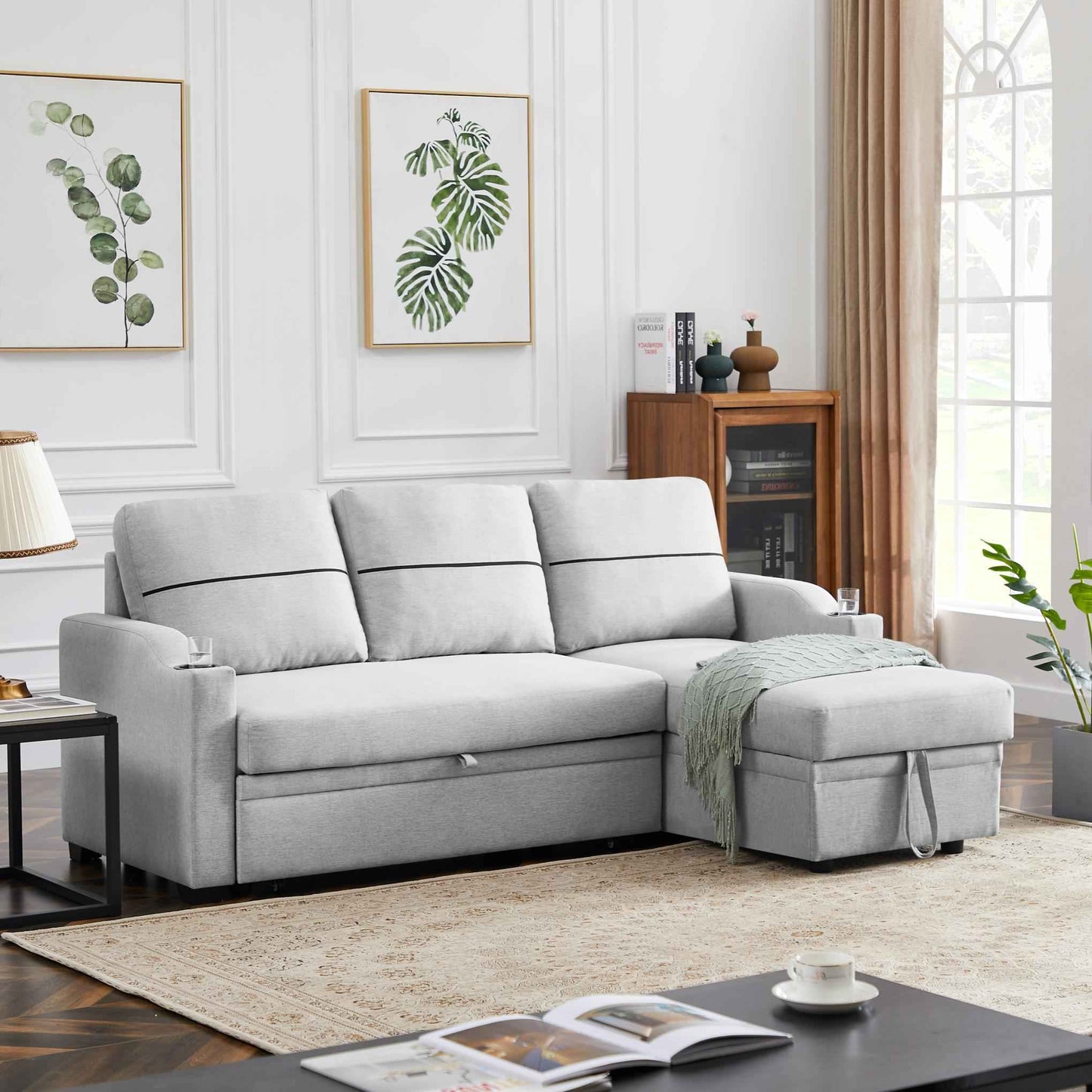 Sofá Cama de Esquina Con Almacenamiento Extraíble Y Chaise Longue - Alex Bazar Mx