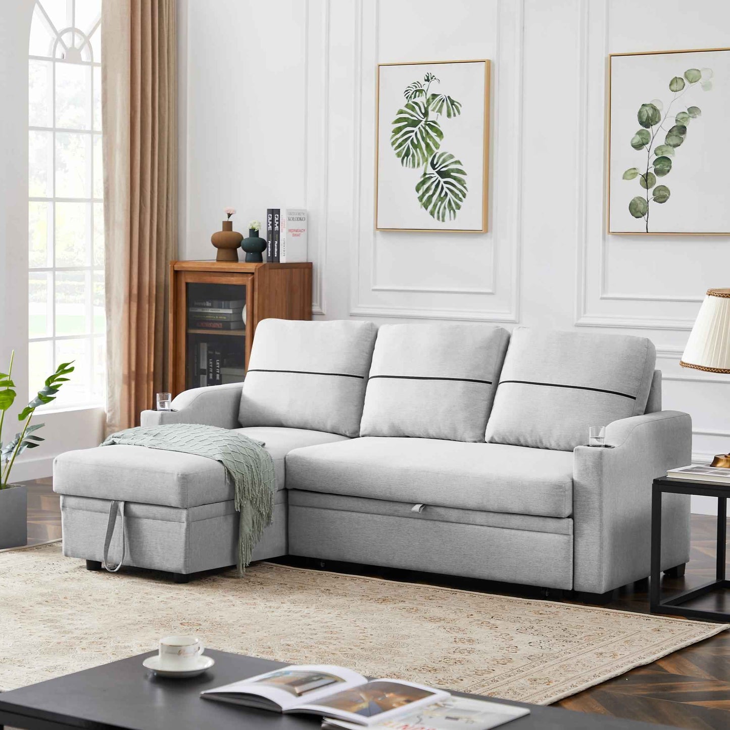 Sofá Cama de Esquina Con Almacenamiento Extraíble Y Chaise Longue - Alex Bazar Mx
