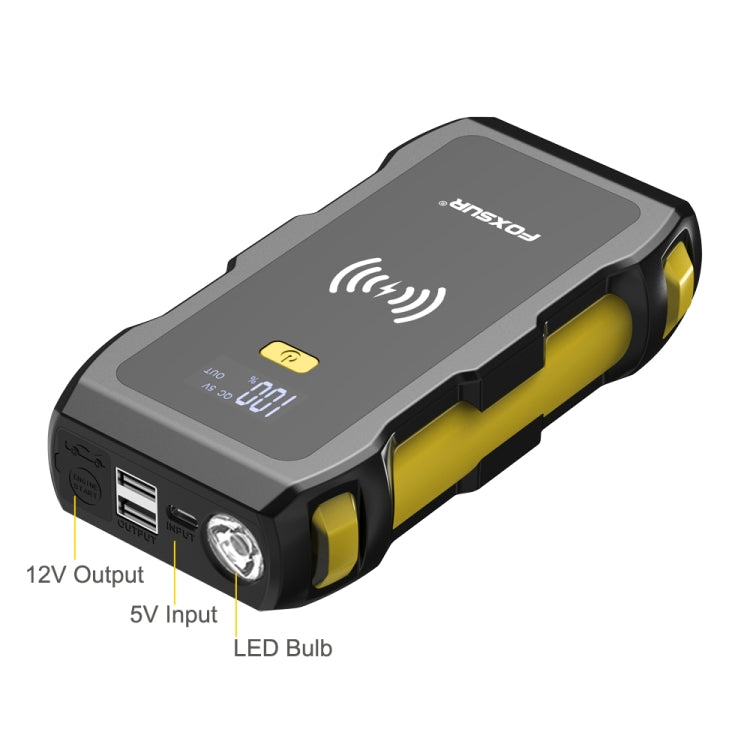 FOXSUR FJS-800 12V Multifunctional Car Emergency Starter with Wireless Smartphone Charging