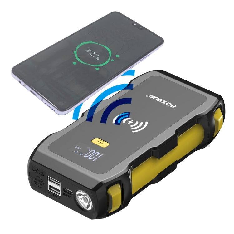 FOXSUR FJS-800 12V Multifunctional Car Emergency Starter with Wireless Smartphone Charging