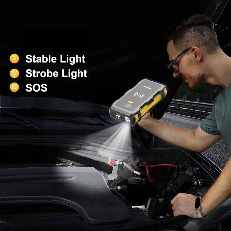 FOXSUR FJS-800 12V Multifunctional Car Emergency Starter with Wireless Smartphone Charging
