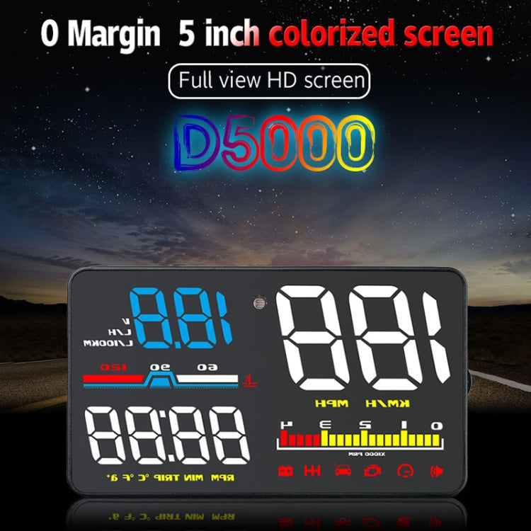 D5000 OBD2 Universal 5-inch Head-up Display Speed and Safety System