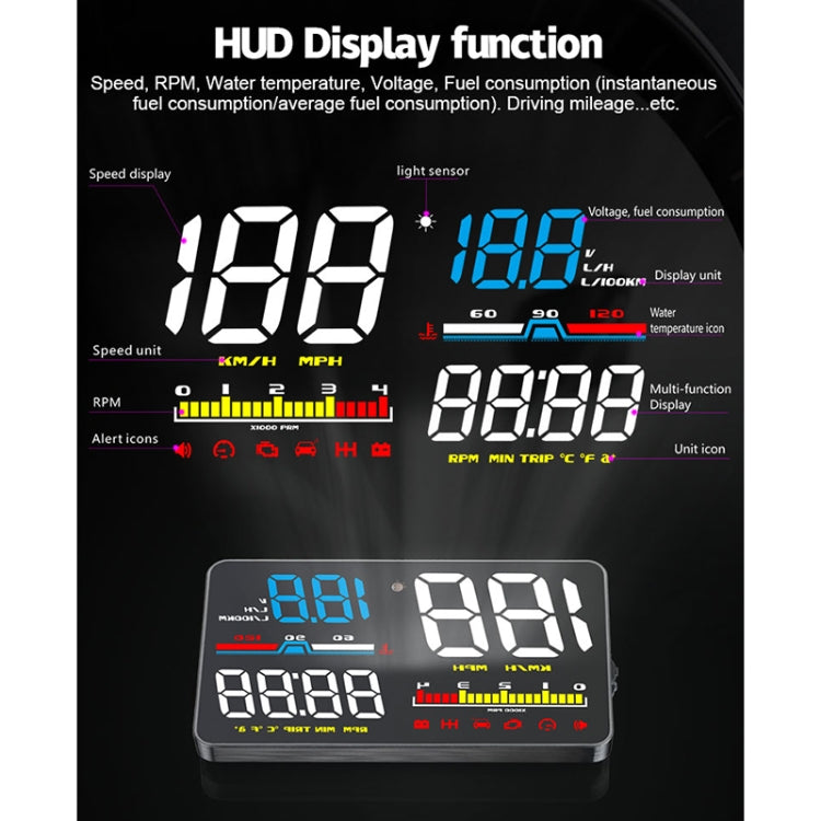 D5000 OBD2 Universal 5-inch Head-up Display Speed and Safety System