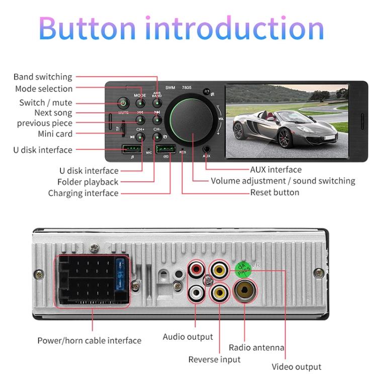 4.1 Inch Universal Car MP5 Player FM Radio 7805