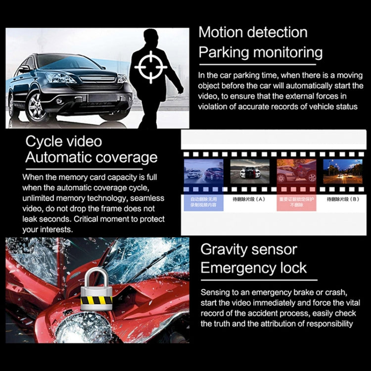 4.3-inch Dual-Lens HD Night Vision Camcorder with Parking Monitoring/Motion Detection VS6