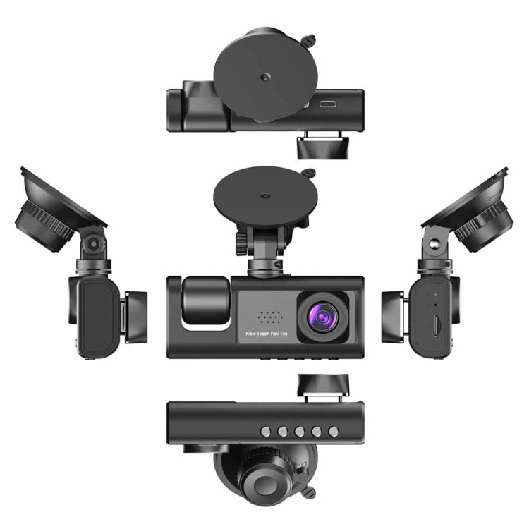 Car Dash Cam with HD Night Vision and 3-Lens Video