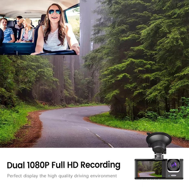 Car Dash Cam with HD Night Vision and 3-Lens Video