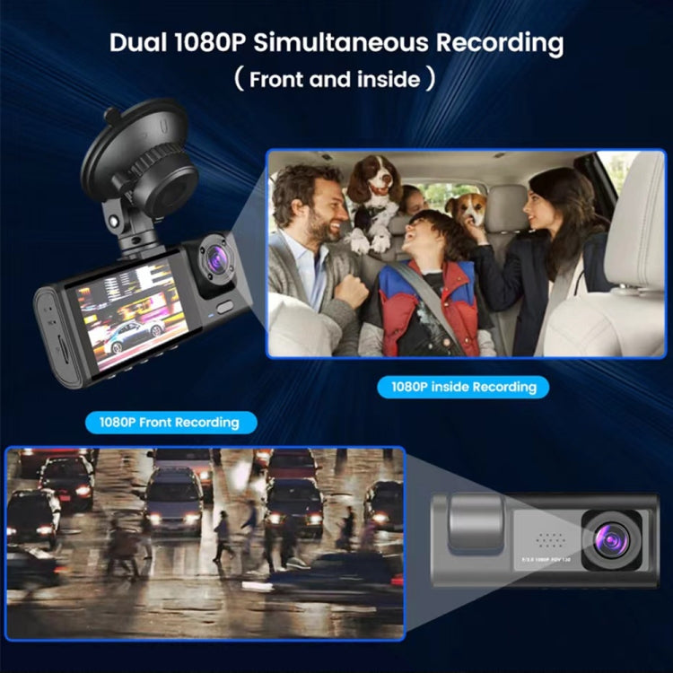Car Dash Cam with HD Night Vision and 3-Lens Video