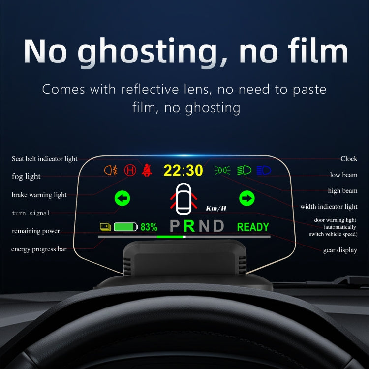 5.1 Inch Universal Head-Up Display HUD T1 Speed Overspeed Alarm