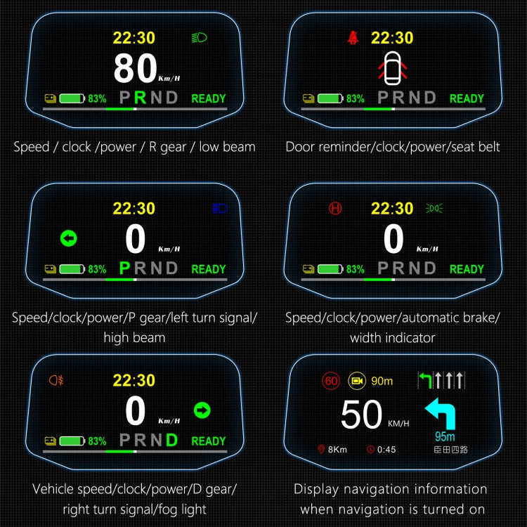5.1 Inch Universal Head-Up Display HUD T1 Speed Overspeed Alarm