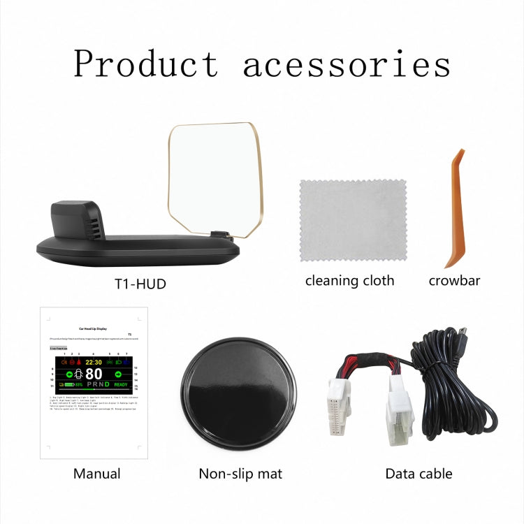 5.1 Inch Universal Head-Up Display HUD T1 Speed Overspeed Alarm