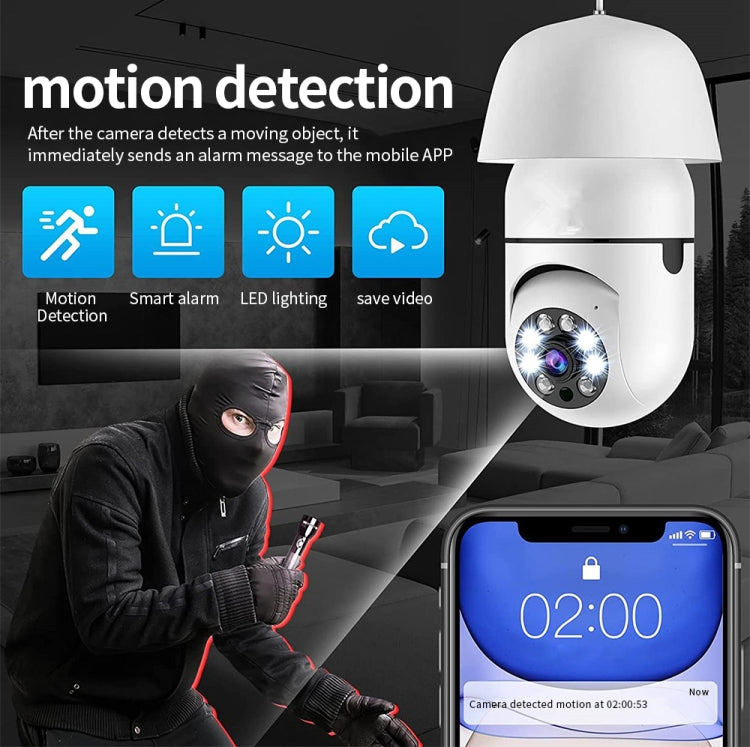 A6 2MP HD WiFi Bulb Camera with Motion Sensor and Night Vision