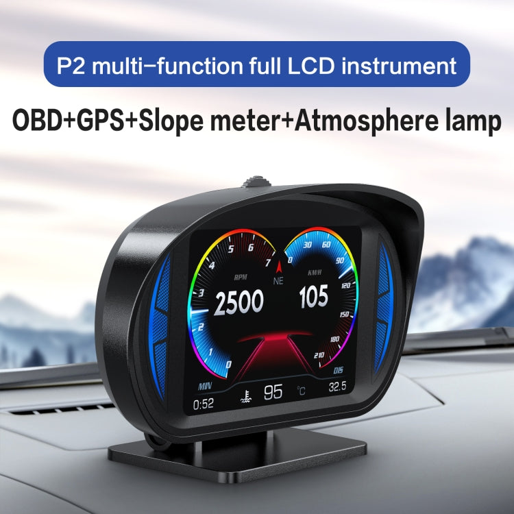 Universal HUD Head-up Display P2 3 Inch Multifunction HD OBD LCD Speed Meter GPS Instrument