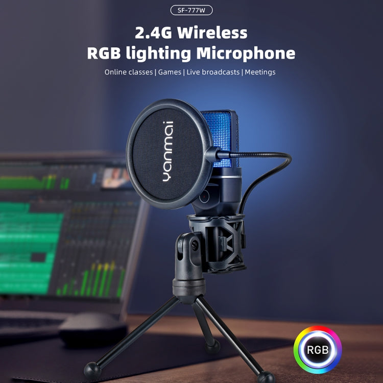 Yanmai SF-777W 2.4G Wireless Desktop Gaming Microphone with RGB Light and Blow Net