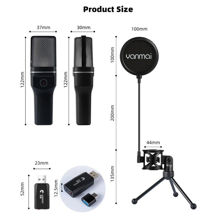 Yanmai SF-777W 2.4G Wireless Desktop Gaming Microphone with RGB Light and Blow Net