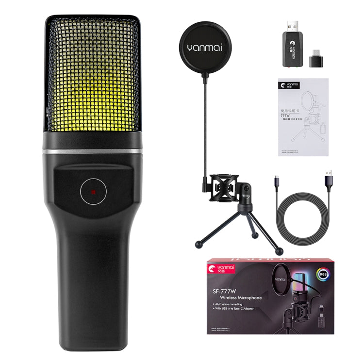 Yanmai SF-777W 2.4G Wireless Desktop Gaming Microphone with RGB Light and Blow Net