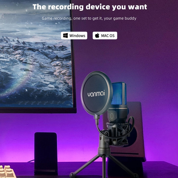 Yanmai SF-777W 2.4G Wireless Desktop Gaming Microphone with RGB Light and Blow Net