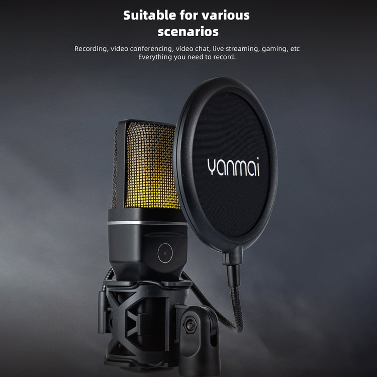 Yanmai SF-777W 2.4G Wireless Desktop Gaming Microphone with RGB Light and Blow Net
