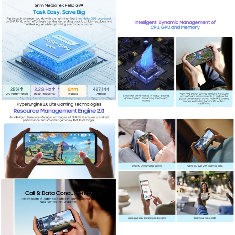 Blackview SHARK 8, Fingerprint ID, 6.78 Inch Android 13 MTK6789 Helio G99 Octa Core up to 2.2GHz, Network: 4G, OTG, 8GB+256GB