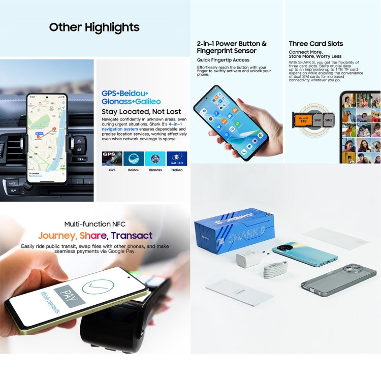 Blackview SHARK 8, Fingerprint ID, 6.78 Inch Android 13 MTK6789 Helio G99 Octa Core up to 2.2GHz, Network: 4G, OTG, 8GB+256GB