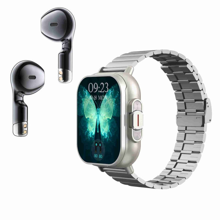 D8 Steel Band Smart Watch 2.01 Inch Screen 2 in 1 With Bluetooth Earphones