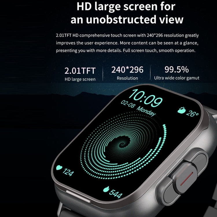 D8 Steel Band Smart Watch 2.01 Inch Screen 2 in 1 With Bluetooth Earphones