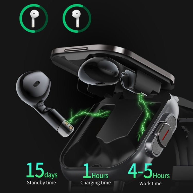 D8 Steel Band Smart Watch 2.01 Inch Screen 2 in 1 With Bluetooth Earphones