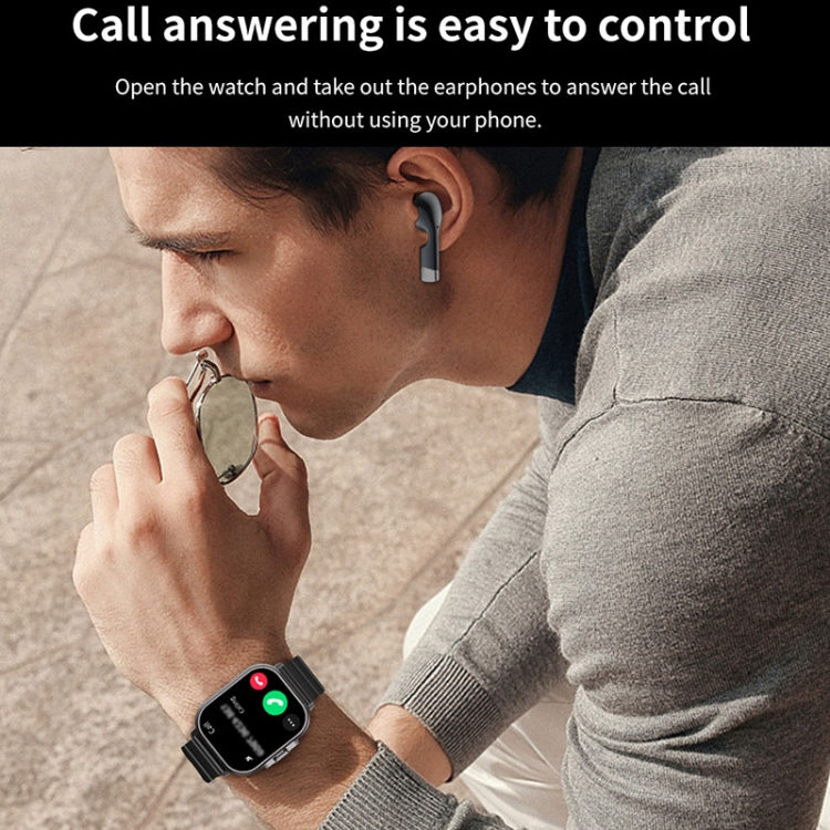 D8 Steel Band Smart Watch 2.01 Inch Screen 2 in 1 With Bluetooth Earphones