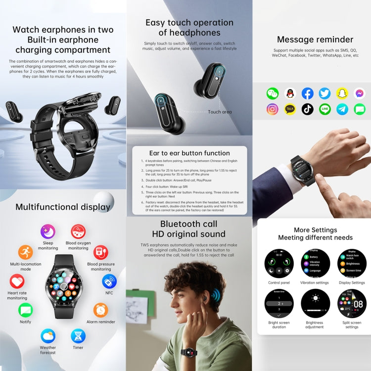 X10 Earphones + 1.39 Inch Waterproof Smart Watch Bracelet