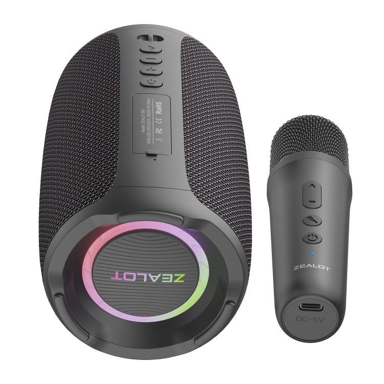 Zealot S61M Wireless Karaoke Microphone Speaker System with RGB Rhythm Light, Single Mic, Dual Mic