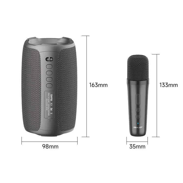 Zealot S61M Wireless Karaoke Microphone Speaker System with RGB Rhythm Light, Single Mic, Dual Mic
