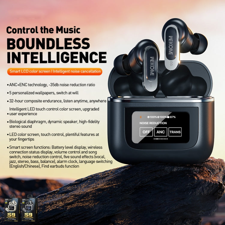 WK Beluga S9 Wireless Bluetooth Headphones with Noise Cancelling and Color Display