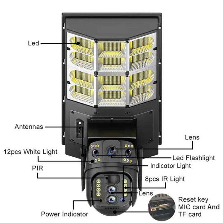 Solar Street Light with 10X Dual Lens HD Surveillance Camera 4G V380
