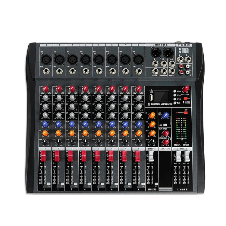 XTUGA CT80X 8-Channel DJ Audio Mixer Console with 48V Power Supply