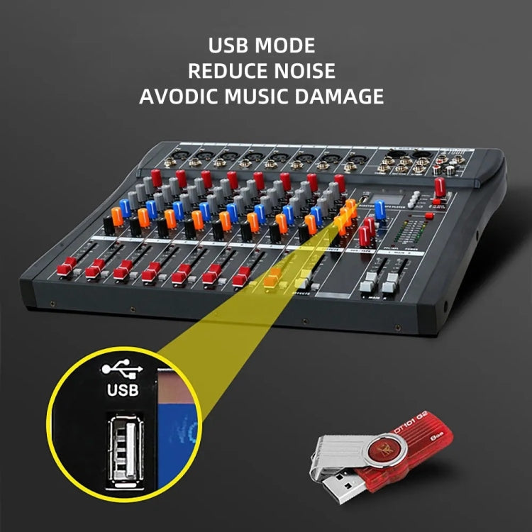 XTUGA CT80X 8-Channel DJ Audio Mixer Console with 48V Power Supply
