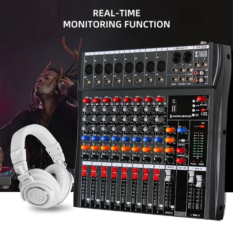 XTUGA CT80X 8-Channel DJ Audio Mixer Console with 48V Power Supply