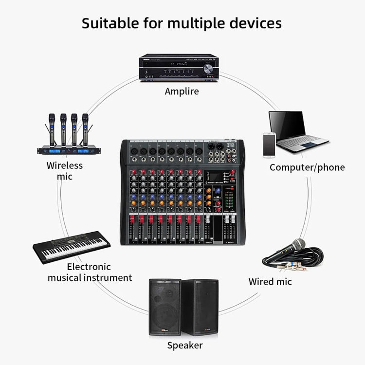 XTUGA CT80X 8-Channel DJ Audio Mixer Console with 48V Power Supply