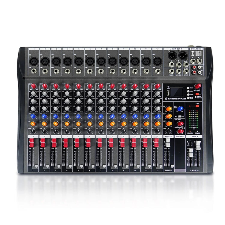 XTUGA CT120X 12-Channel DJ Audio Mixer Console with 48V Power Supply