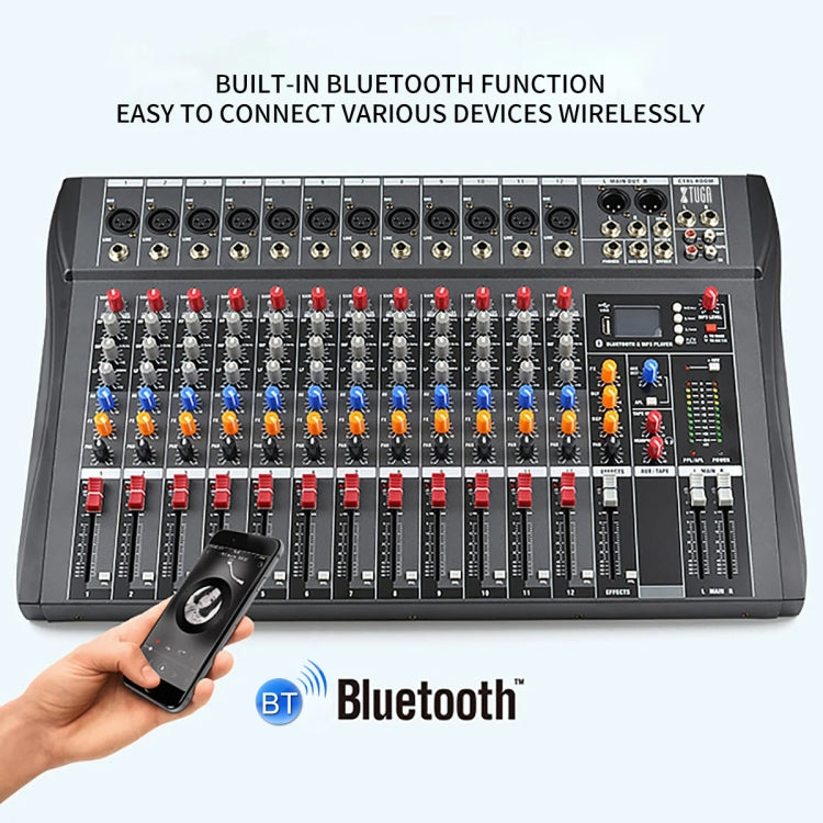 XTUGA CT120X 12-Channel DJ Audio Mixer Console with 48V Power Supply