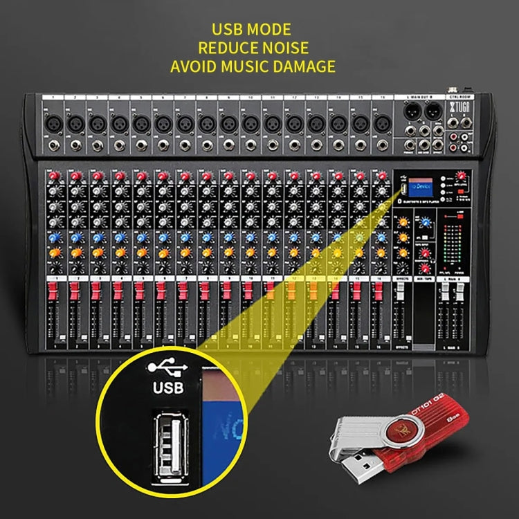 XTUGA CT160X 16-Channel DJ Audio Mixer Console with 48V Power